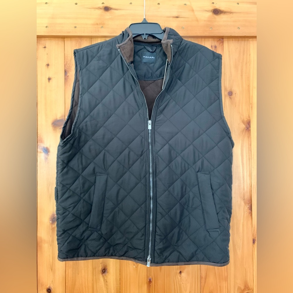 NWT Mens TAHARI Vest Jacket Size XL Black and Brown